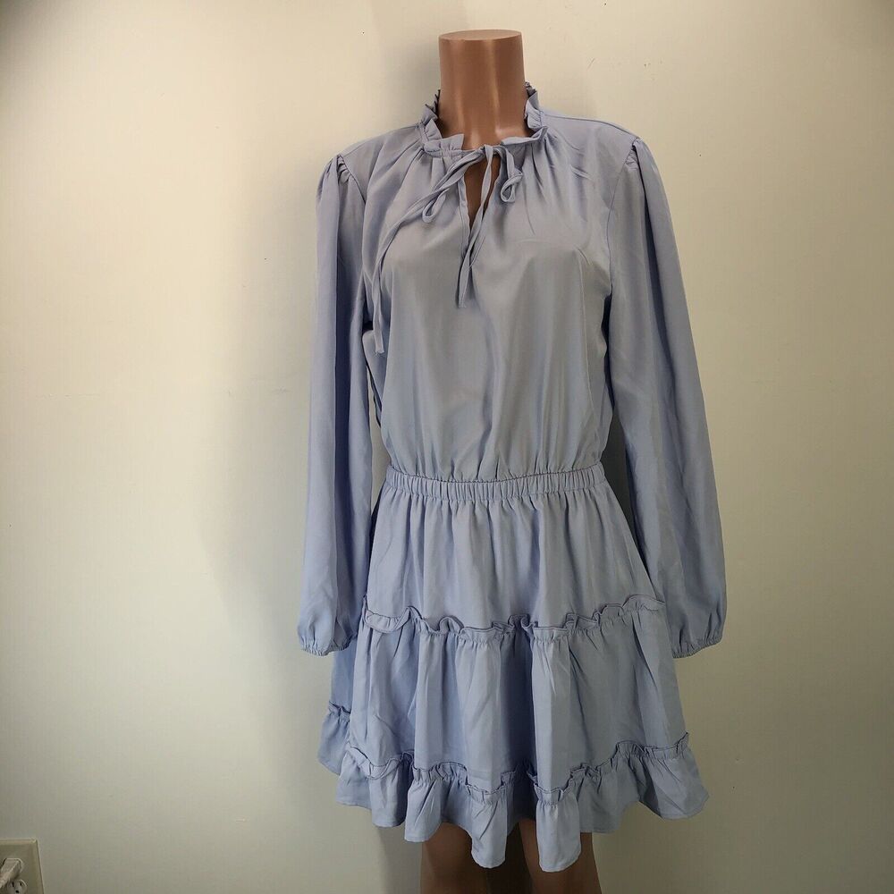 Baby Blue boho peasant long sleeve dress